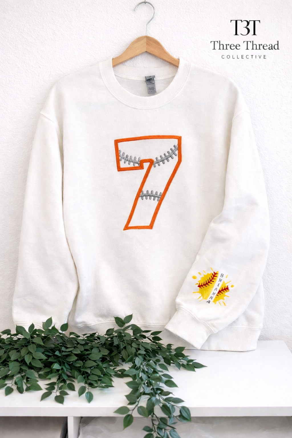 Personalized Softball Number Embroidered Sweatshirt