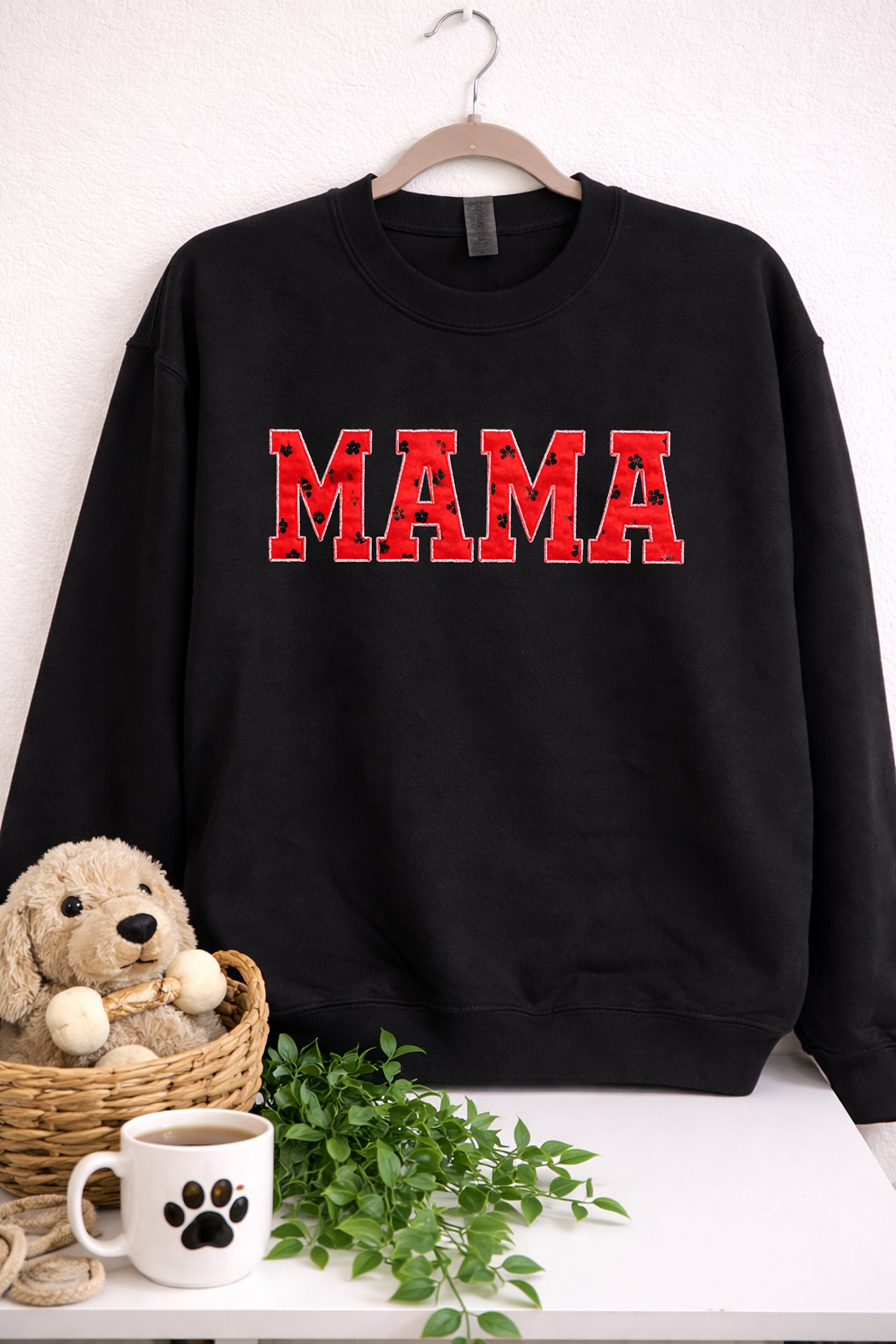Dog Mama Paw Print Appliqué Sweatshirt – Size Medium